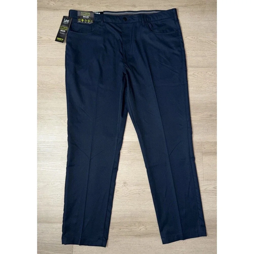 NWT Lee Performance Series Extreme Comfort MVP Straight Fit Pants Men 40x32 Blue